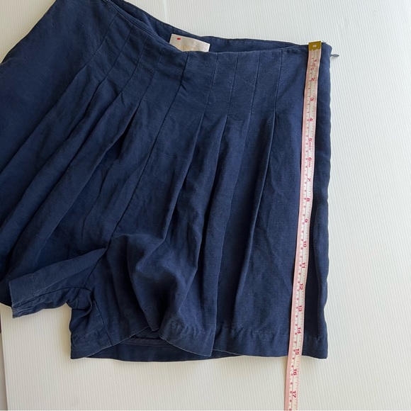 Sancia Culotte Shorts Linen Blend Pleated High Waist Navy Blue Tennis Size M - Picture 12 of 12